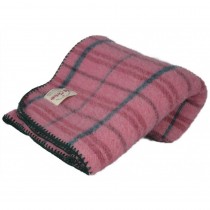 Plaid  pur laine des Pyrénées - ECOSSAIS ROSE